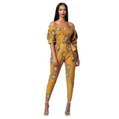 China Bandage 10707-MX27 Breathable Off Shoulder Bodycon African National Print Women Overalls Sehe Custom Fashion for sale