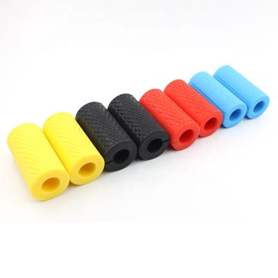 China Durable Custom Logo 10cm Length Strength Forming Soft Handguard Silicone Barbell Grip Grip for sale