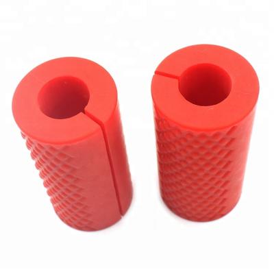 China Durable Custom Logo Pair Of Non-Slip Silicone Rubber Barbell Grips for sale