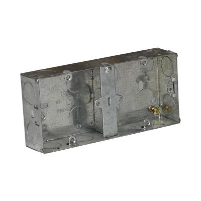 China British Standard Galvanized Steel Electrical Junction Box Double 35mm Box Steel Lamp Switch Box With Knockout Holes for sale