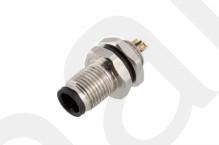 China M5 Male Front Mount Socket Solder Screw M5*0.5 3/4pin Black 20A  IP67 for sale