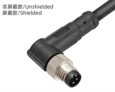 China Waterproof IP67 M8 Angled Male Plug Overmolded 3 - 8A for Outdoor Applications en venta