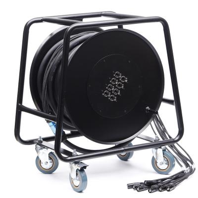 China Industrial Electric CAT6 SF/UTP Network Cord Retractable Cable Reel with 8 Channel Shielded SFTP and 4x16A Signal Sockets for sale