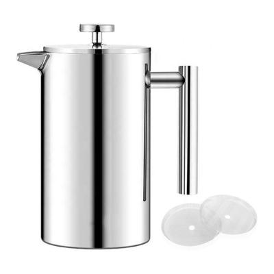 China Sustainable Metal Brushed Wood Or Stainless Color Paint 0.7Mm Thickness French Coffee Press Coffee Maker for sale