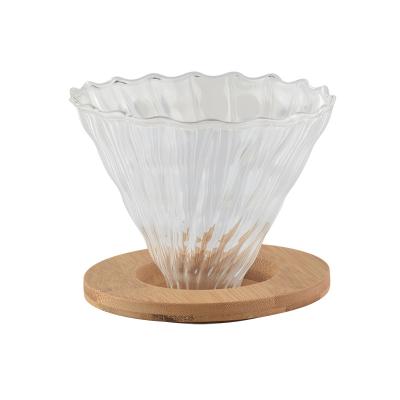 China Hot Selling Viable Hot Selling Portable Glass Cup Coffee Filter Top Quality Single Drip Device With Wood for sale