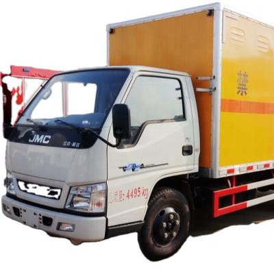 China JMC factory supply 3-5 tons of flammable liquid cargo box dangerous goods transport truck 4200X1850X1730 mm for sale