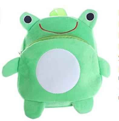 China Soft Plush AL Green Cartoon Frog School Bag Backpack Kids Plush Backpack Bag Custom Plush Gift For Kids Custom Coin Plush for sale