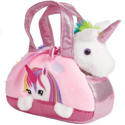 China Fitted Plush For Kids Unicorn Handbag Soft Toy Rainbow Stuffed Plush Toy Gift Cuddly Toy Stuffed Bag Animal for sale