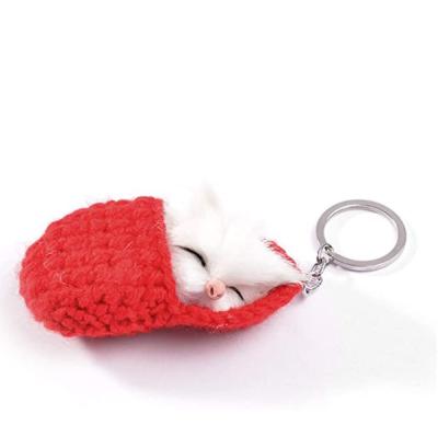 China AL Soft Bag Keychain Lovely Plush Bag Decoration For Girl Sleeping Little Cat Plush Keychain for sale