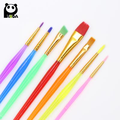 China For 7pcs Acrylic and Watercolor Colored Nylon Paint Brush with Colored Plastic Handle for sale