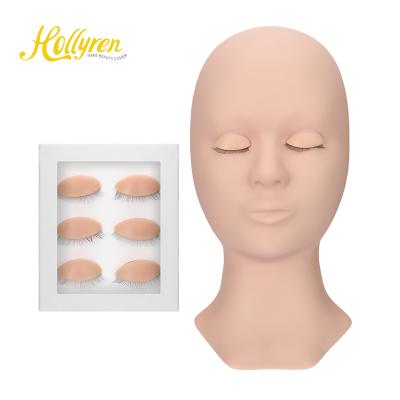 China Manufacturer Price 3 Color Replaceable Natural Eyelashes Training Eyelashes Dismountable Mannequin Head With Real Lashes for sale