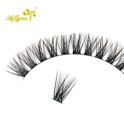 China 3d posed Hollyren beauty individual home applique DIY Lash Superfine Band Vegan Faux Mink Segment 3d Individual Lash Cluster for sale