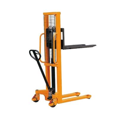 China Building Material Shops 1500kg Double Mast Fixed Manual Forklift Pallet Stacker Manual for sale