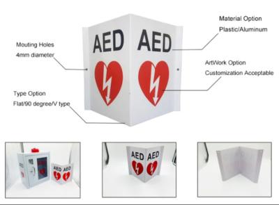 China Vlak/90 Graad/V-Type Defibrillator Eerste hulp van het de Veiligheidsteken van Teken Voor het drukken geschikte AED Te koop