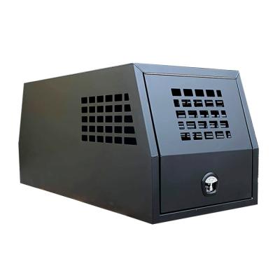 China Kundenspezifische große 700mm einzelne schwarze Aluminiumlegierung UTE Canopy Dog Box zu verkaufen