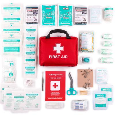 China Lightweight Red Portable First Aid Kit Family Holiday Medical Travel Premium Bag For First Aid Course Use for sale