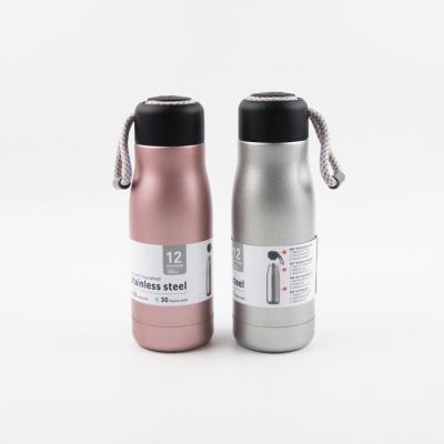 China Wholesale 420ml Durable Outdoor Double Wall Stainless Steel Vacuum Insulated Sports Water Bottle Thermal Bottle With Strap for sale