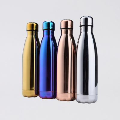 China Double Wall 500ml Stainless Steel Metallizing Durable UV Electroplating Mirror Polishing Shiny Cola Water Bottle for sale