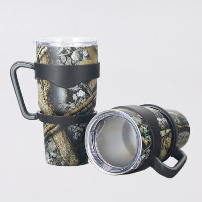 China Sustainable Custom 30 oz Camouflage Stainless Steel Vacuum Insulated Tumbler Thermo Mug With Handle for sale