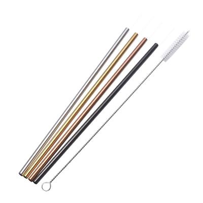 China BPA Free Sustainable And Eco-Friendly Metal Straws Stainless Steel Bent Straight Reusable Drinking Straw With Cleaning Brush for sale