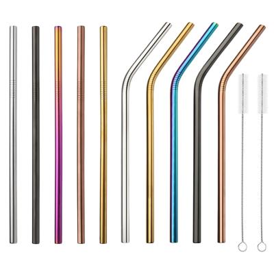 China Viable Colored Stainless Steel Straws 6mm/8mm/10mm/12mm Reusable with Cleaner Brush Bar Accessories: 8mm Straight BPA Short Free for sale