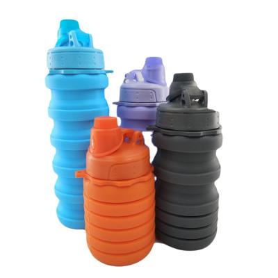 China Sustainable Collapsible Water Bottle BPA Free , Leak Proof Silicone Food Grade Portable Sports Travel Water Bottle for sale