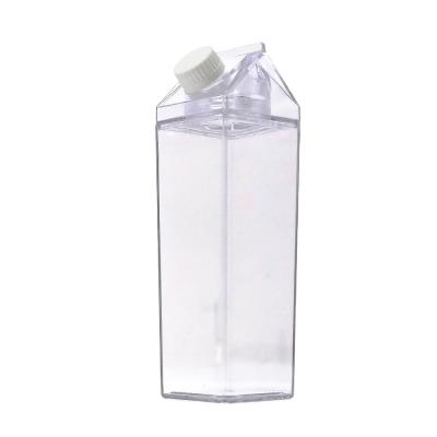 China Sustainable Plastic Clear Square Milk Water Bottle 17oz (500ml) Milk Carton Portable Reusable Leak Proof Water Bottle BPA FREE Bottle for sale