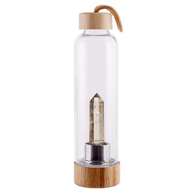 China Viable Crystal Glass Water Bottle with Gemstone Center Crystal Elixir Bottle with Natural Energy from Crystal Point Healing Obelisk Wand for sale