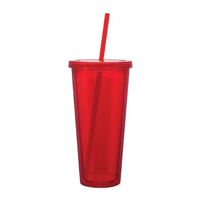 China Best Selling High Quality Sustainable 22oz Double Wall Acrylic Insulated Togo Cold Tumbler Cups with Removable Lid and Straw, BPA FREE for sale