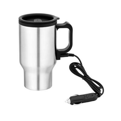 China Best Selling High Quality Viable 12V Car Heating Mug Car Heated Mug, 450ml Stainless Steel Travel Electric Coffee Mug Insulated Heated for sale