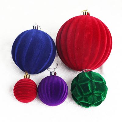 China Fashion Customized flocking Christmas ball special-shaped painted plastic ball pendant Christmas tree decorations party scene layout for sale