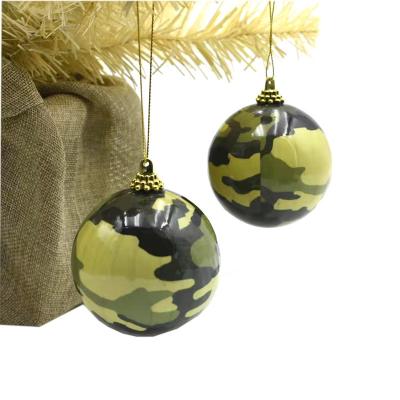 China Fashion Holiday decoration Christmas ball 8cm camouflage green army color sticker foam ball crystal memory ball window layout for sale