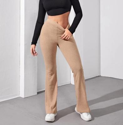 China Amazon 2022 QUICK DRY eBay Flared High Waist Sports Pants Casual Knitted Women's Yoga Pants Trousers for sale