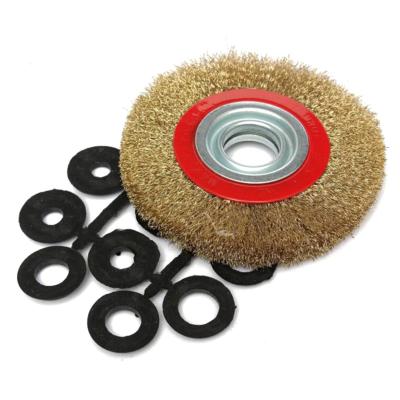 China Sharper Wheel Wear Resistant 6 Inch Wire Brush Stainless Steel For Bench Grinder Polishing Deburring Rust And Paint Removal for sale