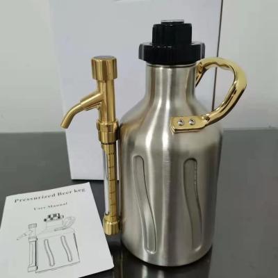 China New style stainless steel Vacuum insulation take out 1.8L 64oz beer keg beer bottle with tap beer growler for sale