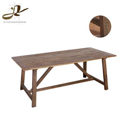 China Vintage Style Trestle Table Solid Wood Elm Wood Reclaimed Wood Dining Table for sale