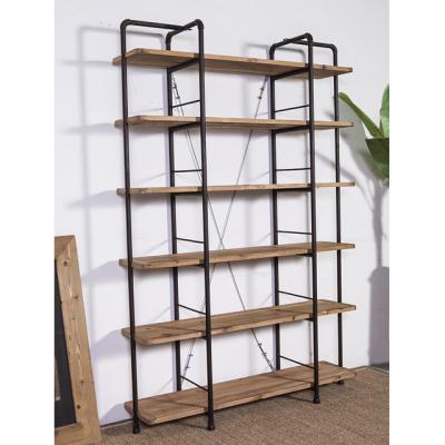 China Chinese bookcase iron wood display shelf for sale