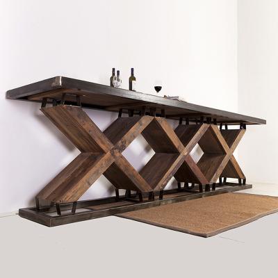 China New Design Solid Wood Fashionable Industrial Vintage Long High Reclaimed Wood Bar Table for sale