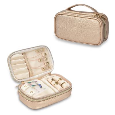 China OEM  2 Layer Jewelry Storage Bag Pouches Organizer Pouch Earring Travel Case 7x2.4x3.9