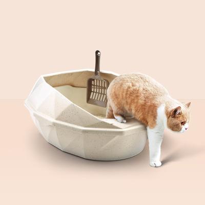 China Sustainable Portable Diamond Top Cat Litter Boxes Plastic Semi-Enclosed Entry Cat Toilet for sale