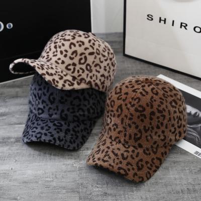 China 2021 JOINT popular leopard animal baseball women's winter cashmere unisex warm cap hat outdoor sport caps wholesale for sale