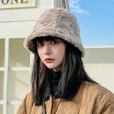 China New Design Fisherman Hat For Women Fashion Solid Color Striped Fashion Fluffy Bucket Hats Winter Bucket Hat for sale