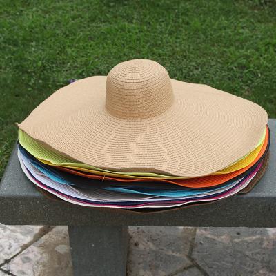 China Eco-Friendly Fashion Summer Sun Hats Beach Big Wide Brim Colorful Soft Straw Hat Wholesale for sale