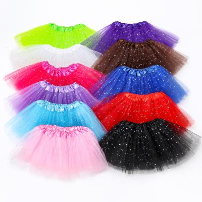 China Anti-wrinkle 2-8T kids babies sparkle tutu skirt ballet dance pink sparkly tutu skirts girl 3 layers tulle petticoats kids dress up for sale