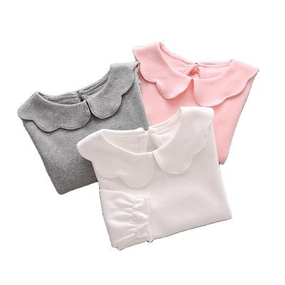 China Baby 2021 New Arrival QUICK DRY T-shirt Autumn Spring Kids Doll Collar Long Sleeve Tee Children's Clothing Solid Girls' Long Tops for sale