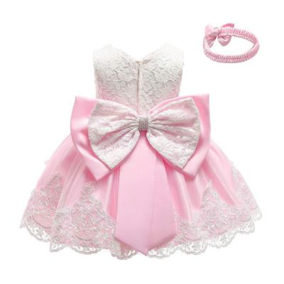 China Breathable Fashion Flower Princess Dress for Toddler Baby Girls Dresses with Big Bowknot Lace Pageant Party Wedding Bridesmaid Tutu Dress for sale