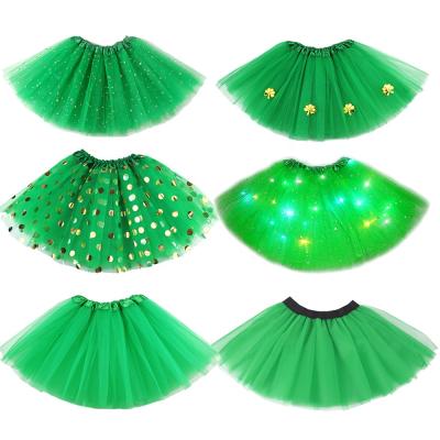 China Anti-wrinkle St Patrick's Day 3 Layers Tulle Shamrock Shamrock Shamrock Tutu Skirt for Irish St Patrick's Day Girls Dress Up Accessories for sale