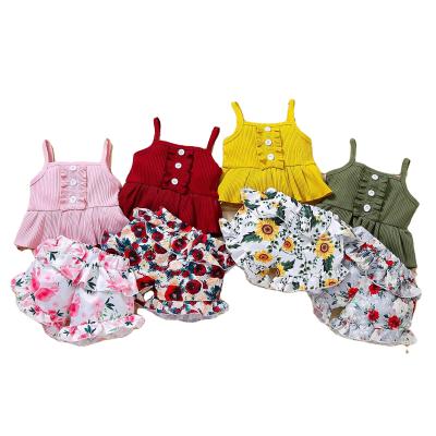 China Breathable Infant Baby Clothes Newborn Outfits Toss Invest Top Floral Shorts Set Summer Toddler Print PP Pants for sale