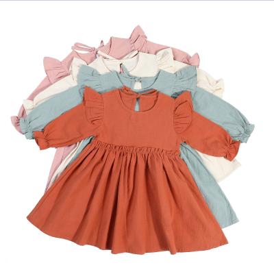 China Breathable Kids Costume Dresses Wholesale Loose Comfortable 100% Cotton Fly Sleeve Dresses for sale