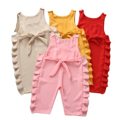 China New Breathable 1-6 Years Girl Clothes Sleeveless Solid One-Piece Romper Overalls Pants Baby Kids Girls Clothes 2021 Summer for sale